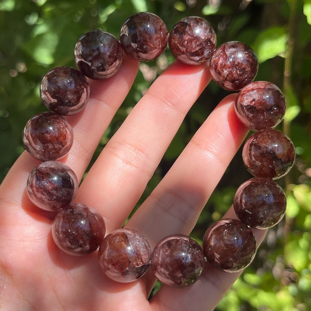 16mm chunky stretchable 8 inches dark fire quartz bracelet‎